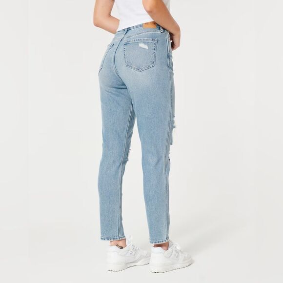 Hollister Curvy High-Rise Ripped Medium Wash Mom Jean, Size 15L, W32/L29 - Picture 3 of 6